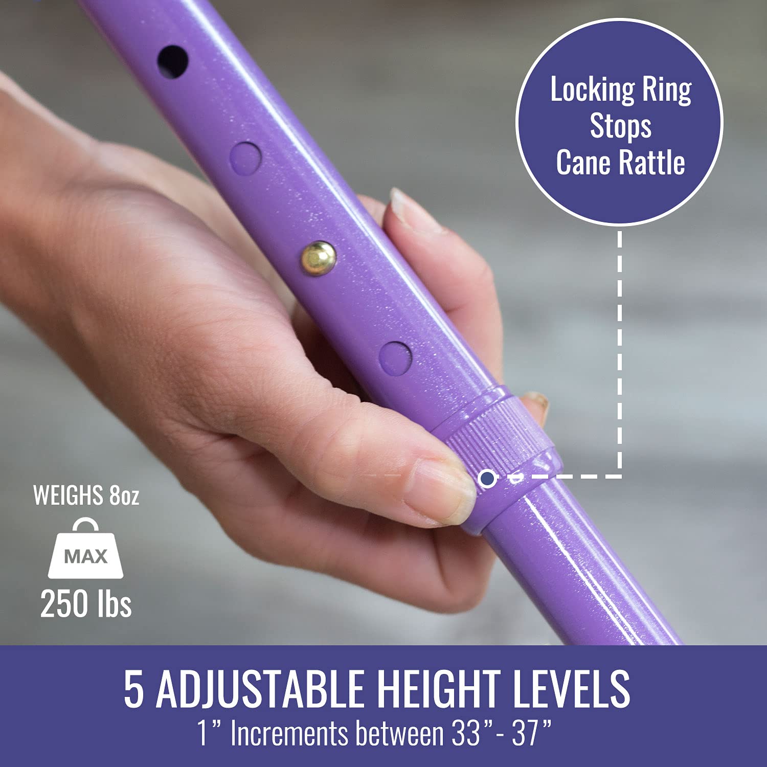HealthSmart Folding Walking Stick, Soft Comfort Grip Collapsible Walking Stick, Adjustable Folding Walking Cane, FSA HSA Eligible, Lavender