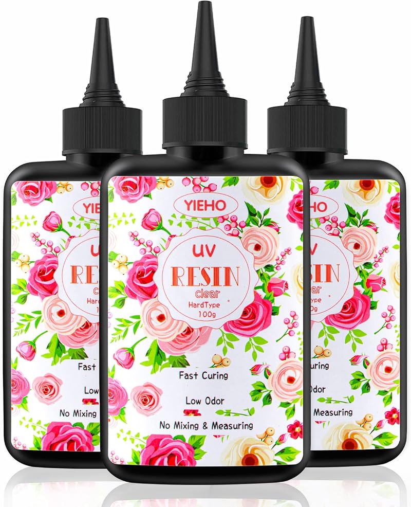 YIEHO 300g UV Resin Clear Hard Upgraded Epoxy for Jewelry DIY Craft