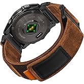 Dhwazz Men's Band for Garmin Fenix 8 51mm / 7X / 6X Pro / 5X Plus Smart Watch, 26mm Quick Fit Leather Strap for Instinct 3 Solar 50mm / Epix Pro 51mm / Enduro 3