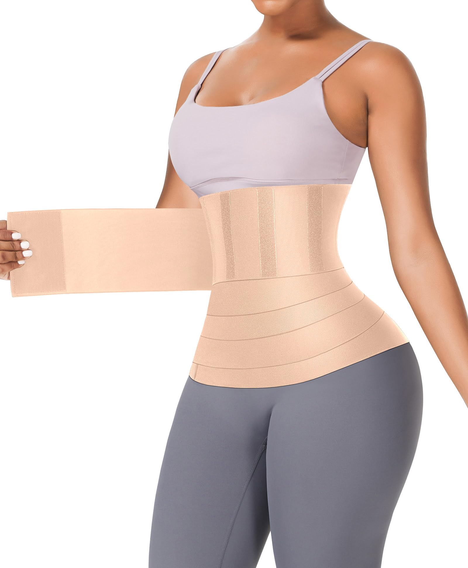 Photo 1 of FeelinGirl Waist Trainer for Women Trimmer Belt Waist Cincher Tummy Wrap Plus Size Body Shaper (One Size, Beige)