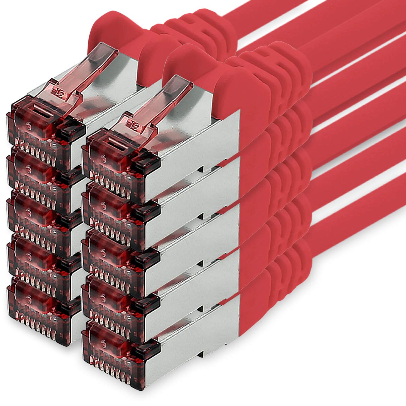 freiwerk Network cable Cat.6 2m red - 10 x Ethernet cable Lankabel Cat6 Lan network cable Sftp Pimf patch cable 1000 Mbit s