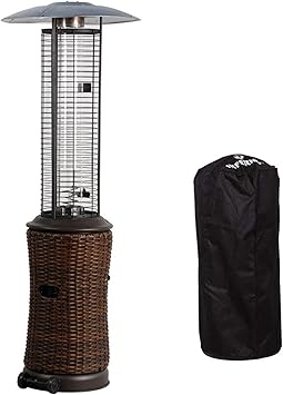 Amazon Co Jp 籐パティオヒーター ホイール ヒーターカバー付き商用屋外プロパンガスヒーター ポータブルフロアスタンディングガーデンヒーティングランプ スポーツ アウトドア
