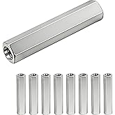 304 Stainless Steel Metric hex Coupling Nuts M6 x 1.0-Pitch 50mm 8 Pcs | Coupling Nuts,rod extension nut,metric threaded stud connector,long hex nut,bolt extender,DIY assembly hardware