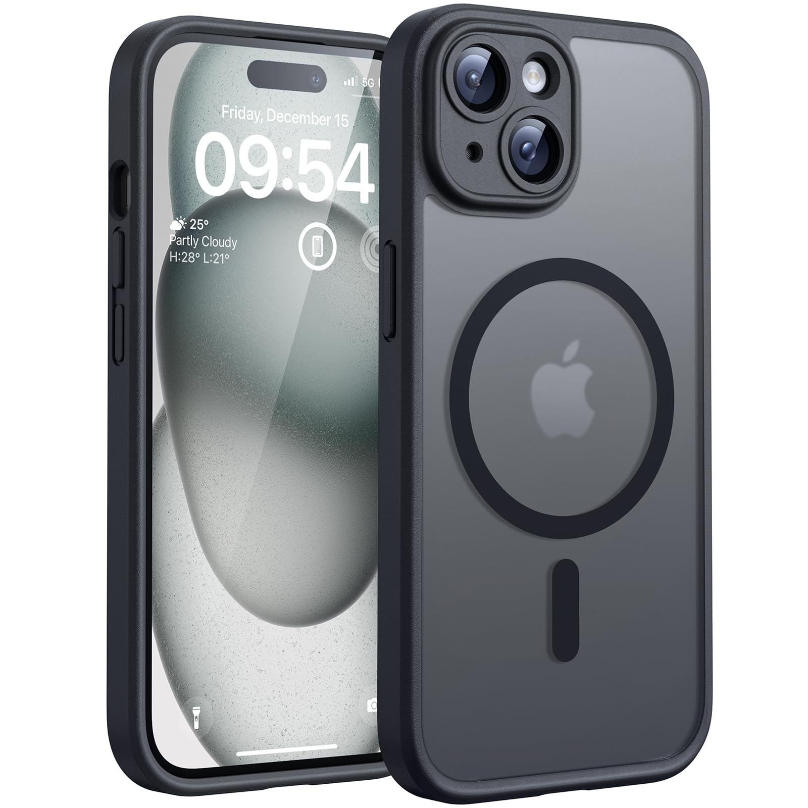 Photo 1 of TOCOL Magnetic for iPhone 15 Plus Case, Upgraded Full Camera Protection, Compatible with Magsafe, Drop Protection, Translucent Matte Back Bumper Phone Cover 6.7-Inch (Black)