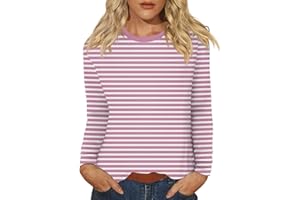 wkind olades Womens Casual Striped Tunic Tops Loose Fit Long Sleeve Shirts Crewneck Oversized Sweatshirts 2024 Fall Clothes