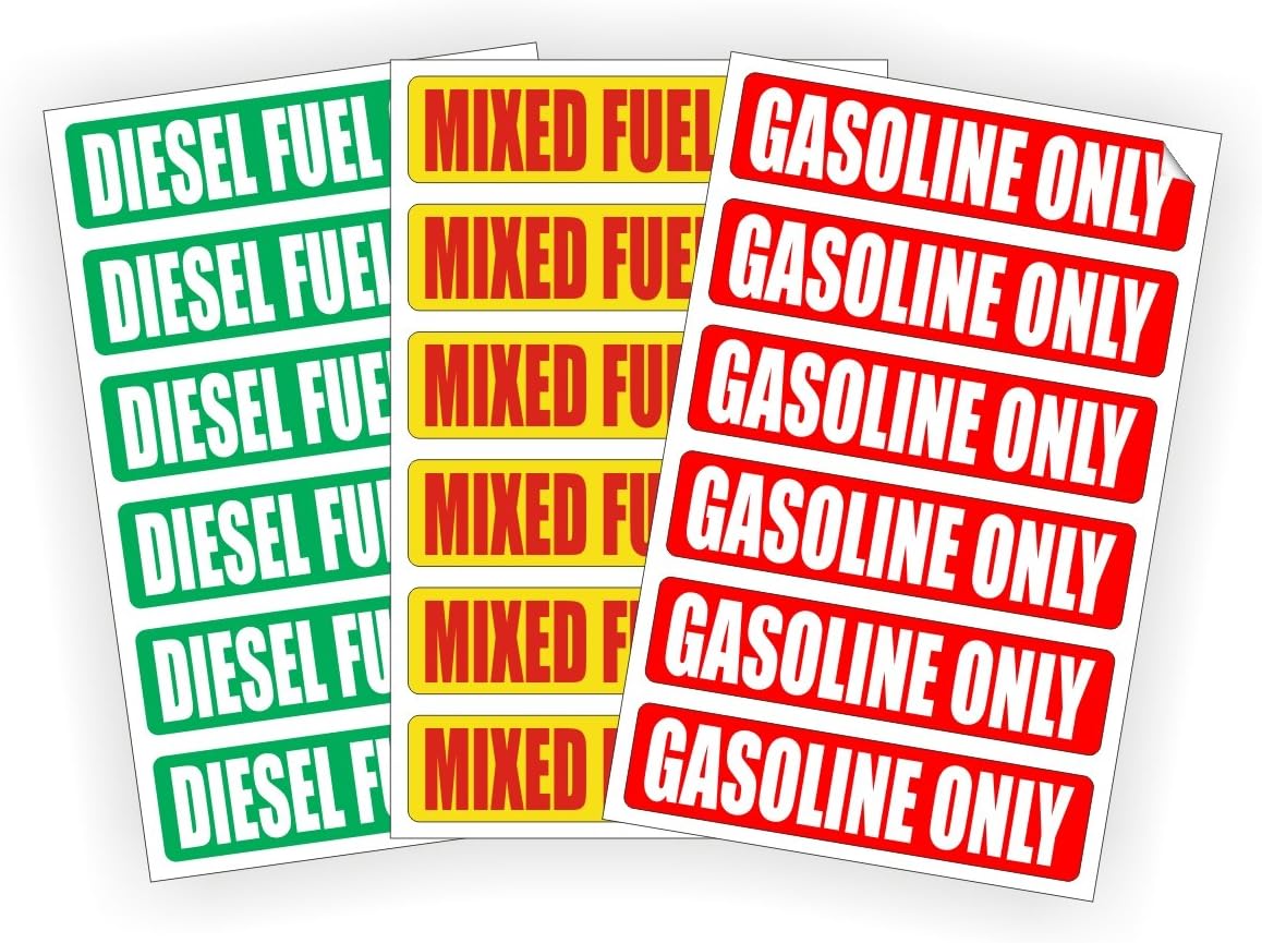 6pk DIESEL FUEL 6pk MIXED FUEL 6pk GASOLINE ONLY