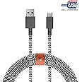 Native Union Belt Cable XL USB-C to USB-A - 10ft Ultra-Strong Charging Cable with Leather Strap Compatible with iPhone 16, Samsung Galaxy Z Fold 6, Flip 6, S25 Ultra, Pixel 9 Pro, iPad Pro (Zebra)