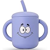 Meet the Moodies (MOM) 100% Silicone Sippy Cup with Straw & Handles BPA-Free, Leak-Proof Baby Cup for 6+ Months | Helps Toddlers Transition from Bottle to Cup with Every Sip Full of Emotion & Fun