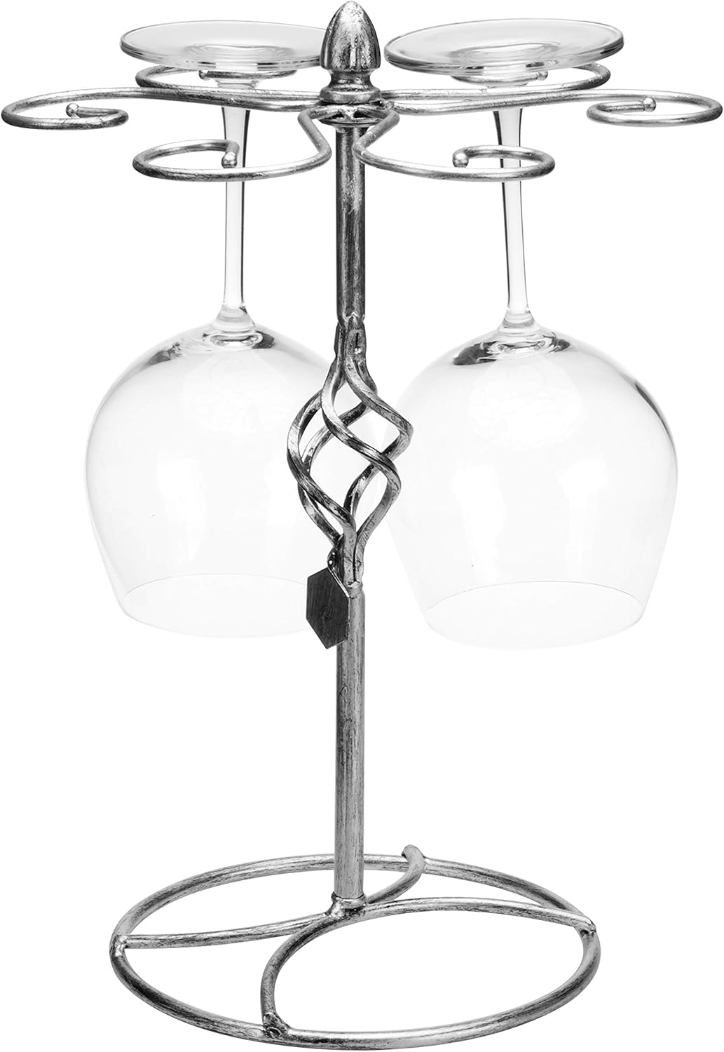 Classic Elegant Silver Metal Tabletop 6 Wine Glass Display