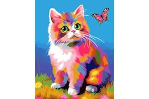 Maomaomi Paint by Numbers DIY Acrylic Painting Kit for Kids & Adults Beginner – 16" Wx20 L Colorful Cute Cat Pattern