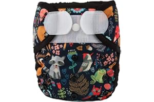 SIGZAGOR Baby Cloth Diaper Cover Nappy Hook and Loop Double Gusset 6.6lbs to 33lbs (Owl Frog Floral) One Size
