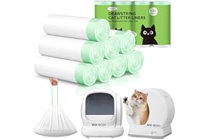YEAHGO Automatic Cat Litter Box Liners Bags, Self-Cleaning Kitty Litter Liners Bags Compatible with MeoWant-SC01 & MeoWant-SC02, Heavy-Duty Thick Drawstring Replacement Liner Bag 18" x 12.6" (120 PCS)