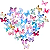 Waydress 80 Pieces Organza Butterfly Colorful 2-Layers Appliques 3D Wall Decor DIY Ornament Decorative Butterflies for Craft Wedding Decoration, 20 Styles(Cute Style)