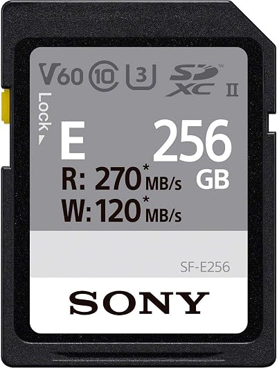 Sony 256GB SF-E Series UHS-II U3 V60 SDXC Memory Card 270MB/s Read 120MB/s