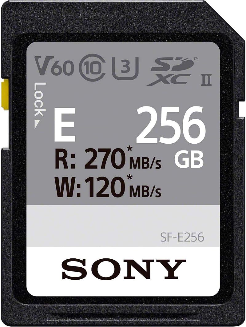 Sony 256GB SF-E Series UHS-II U3 V60 SDXC Memory Card 270MB/s Read 120MB/s