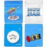 100 Pcs Cookies Pancakes Premium,HeatSeal Smellproof Mylar Bags Resealable Stand-up Ziplock Foil Bags wIth Holo Stickers and 