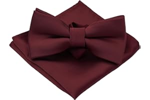 BEWDIO Bow Ties for Boys Pre Tied Toddler Bow Tie Adjustable Kids Bowties with Pocket Square Set for Wedding Party