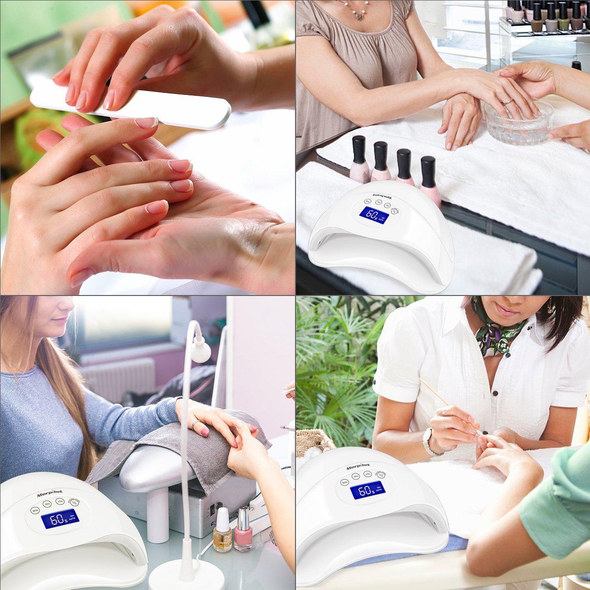 Morpilot 48W LED UV Gel Nail Lamp with 4 Timer Setting Sensor Nail Dryer Lamp Curing for gel and regular polish, Professional Fingernail & Toenail Gel Curing Nail Art Painting Salon Tools (48w)