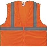 Ergodyne GloWear Hi-Vis Safety Vest - Type R, Class 2, Orange, Mesh, Zipper, Regular Fit, Adult, Unisex, Safety Vest