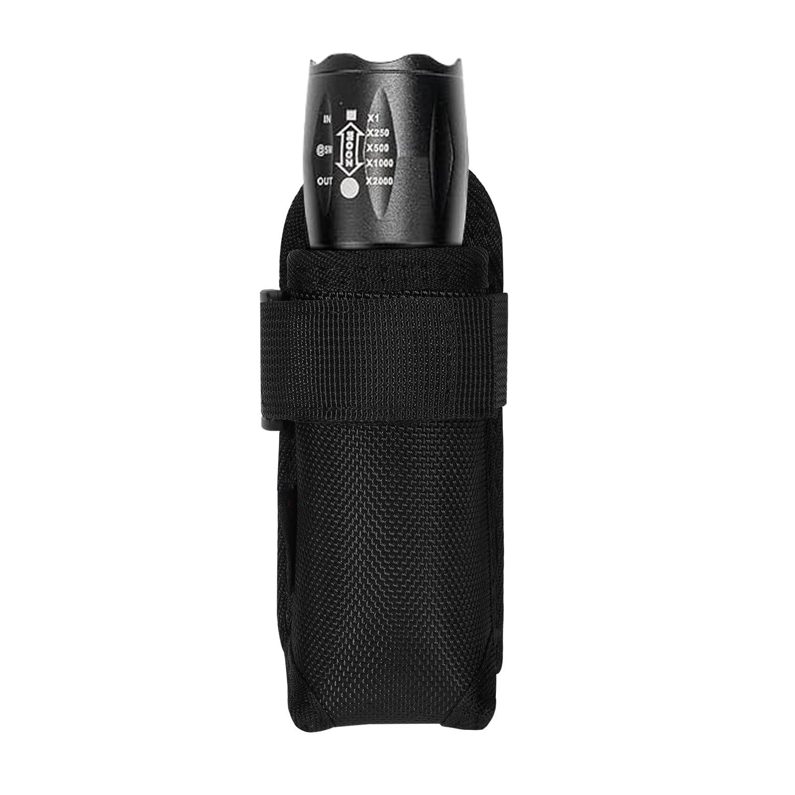 KENOBEE Flashlight Pouch Duty Belt Holster, Open Top Nylon MOLLE Torch Carrier Secure Tactical Light Carry Case Tool Gear Sheath Strap Clip for Short Handle Torch