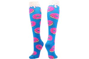 MadSportsStuff Donut Socks with Pink Frosting and Sprinkles for Soccer Softball Boys Girls Kids Youth Adult Doughnut