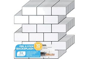STICKGOO 10-Sheet Peel and Stick Backsplash, White Subway Tile Stick on Backsplash for Kitchen (Thicker Design)