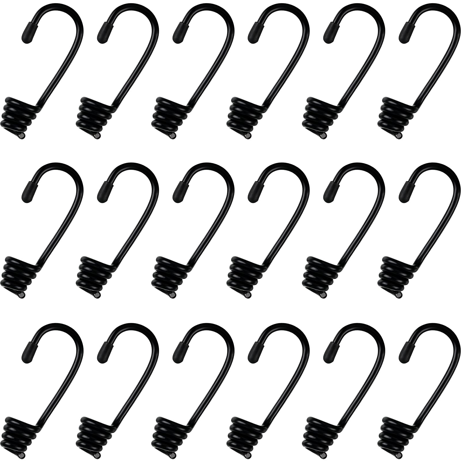 Photo 1 of Ferraycle 20 Pieces 1/4 Inch Plastic Coated Bungee Cord Hooks Spiral Shock Cord Hook Wire Bungee Hooks End for Elastic Rope, Boating, Camping, Auto and Outdoor Uses