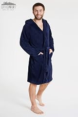 CityComfort Mens Hooded Bathrobe Super Soft Fleece Loungewear Navy M view 6