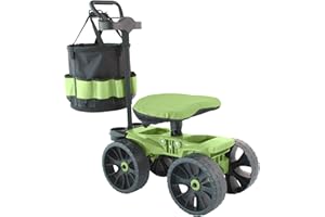TheXceptional Wheelie with Tool Toter Handle, Bucket and Comfort Cushion | Premium Cart with Rolling Tool Holder | Made in USA by Vertex | Model EX590
