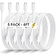 USB C Charger Cable USB C to USB C Cable(5Pack, 6ft, 60W/3A)iPhone 15 Charger Cable Fast Charging for iPhone 15 Pro Max Plus,