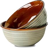 JINGUS Serving Bowls, 60oz Deep Ceramic Mixing Bowls for Salad Pasta Soup Pho Popcorn, 8.4In Large Bowl Set of 2 for Baking C