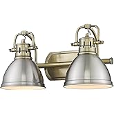 Golden Lighting Duncan 2-Light Metal Bath Vanity in Aged Brass/Pewter