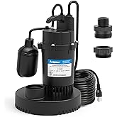 Acquaer 1/3HP Sump Pump, 3040GPH Submersible Clean/Dirty Water Pump with Automatic Float Switch and 10ft Power Cord for Pool,