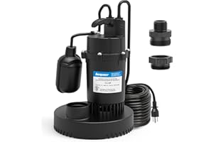 Acquaer 1/3 HP Sump Pump, 3040 GPH Submersible Clean/Dirty Water Pump with Automatic Float Switch and 10ft Power Cord Sub Pump for Basement, Pool, Pond, Drain, Flooded Cellar, Aquarium and Irrigation