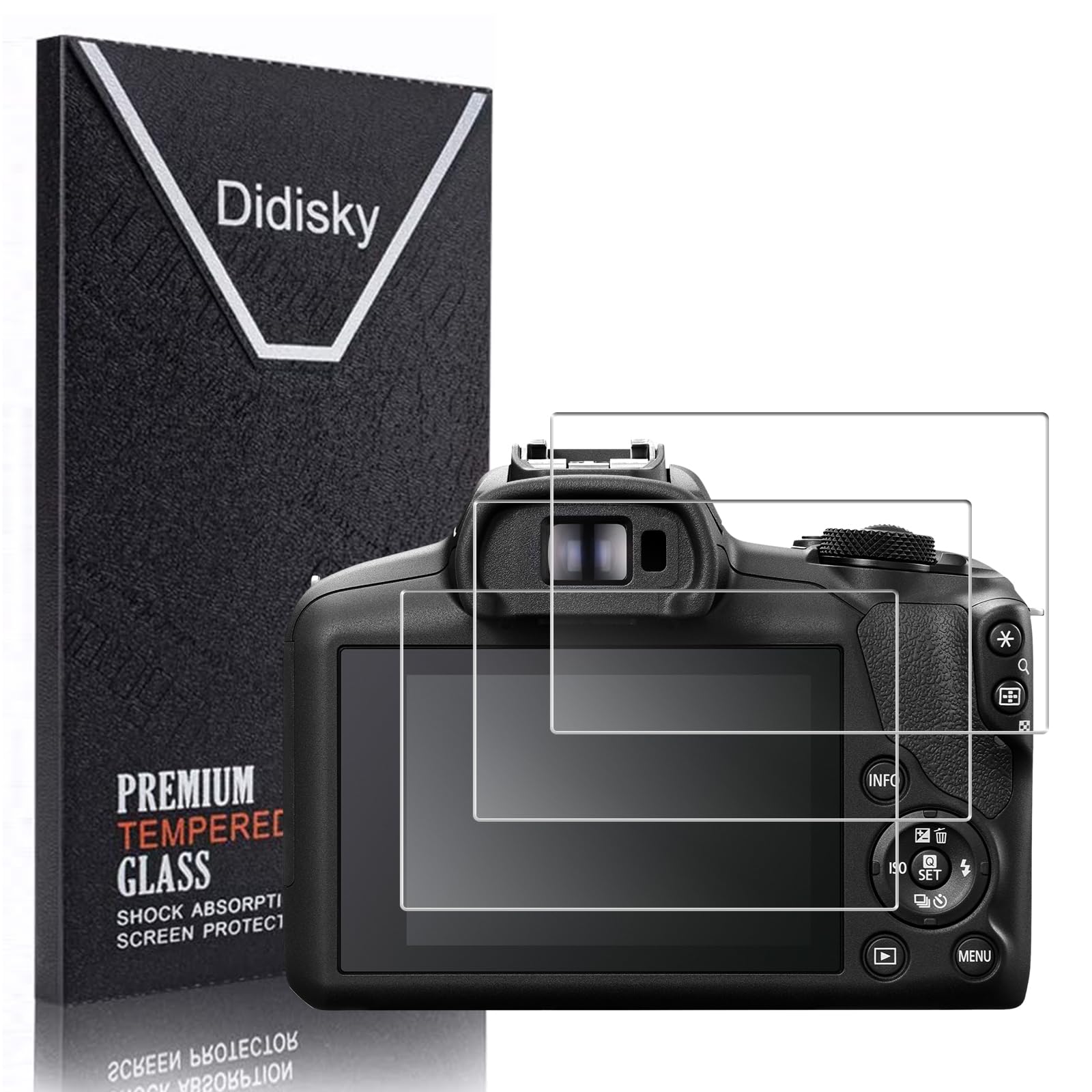 Didisky 3 Pack Screen Protector for Canon EOS R100 Camera, 0.3mm 9H Hardness,Tempered Glass,Anti-Scrach,Anti-Fingerprint,Anti-Bubble