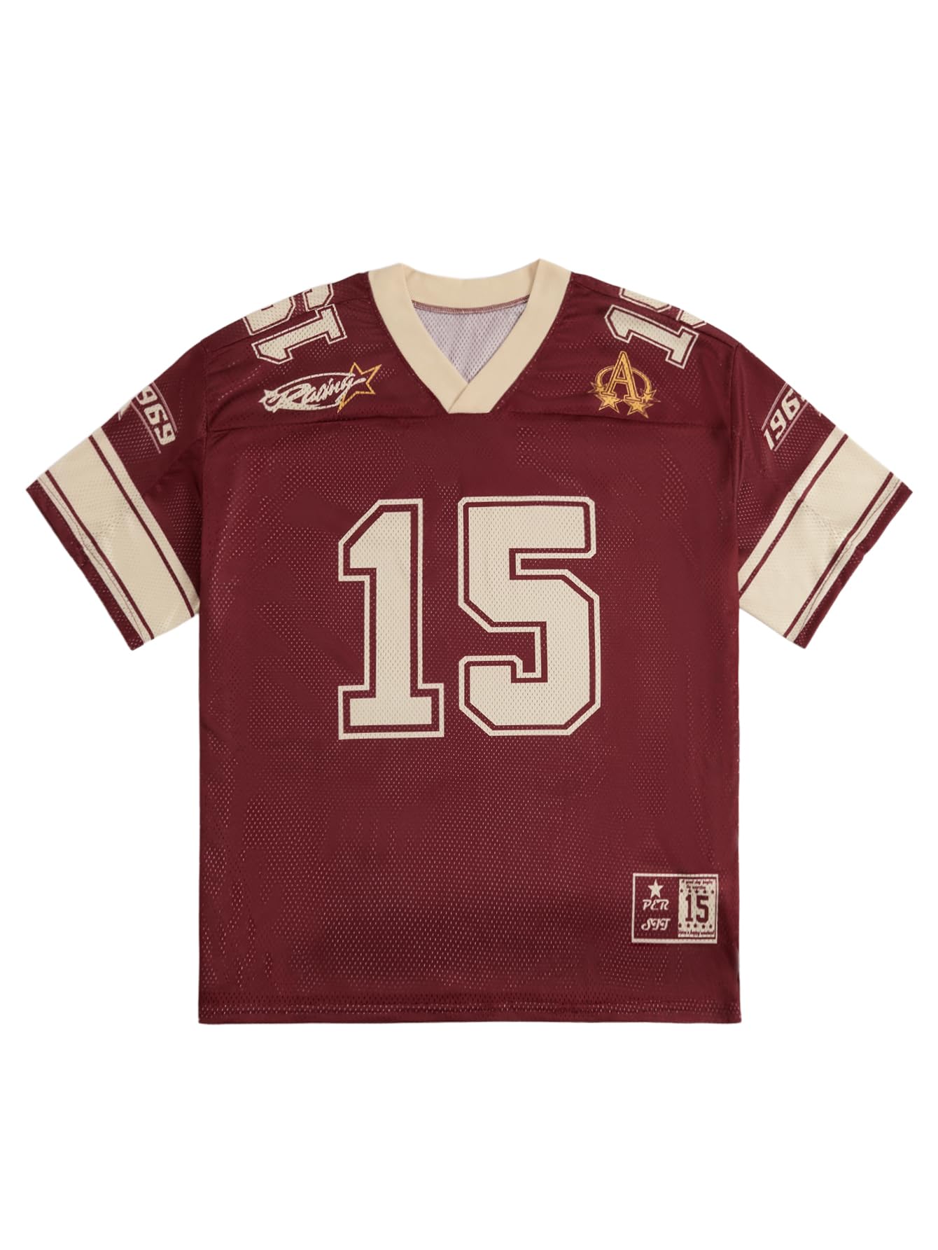 Photo 1 of SOLY HUX Men's Graphic Jersey T-Shirts V Neck Racing Print Casual Tees Streetwear Summer Top Tshirt Burgundy Graphic Medium