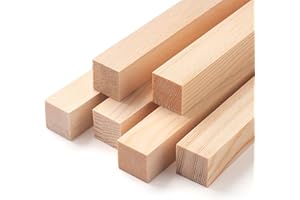 COOWAYZE Square Wooden Dowel Rods, 6 PCS 1" x 12" Square Wood Dowel Rods Wooden Sticks for Crafts, Unfinished Hardwood Sticks Wood Strips for Woodworking, Crafting, Arts and DIYers, Home Decor, Model Making