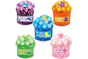 Crystal Clear Slime Kit 5 Pack,Super Soft Stretchy and Non-Sticky,Stress Relief Ocean Themed to Slime,Gift for Birthday Festi