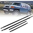 YZQPNB Weatherstrip Window Molding Trim Seal Belt Compatible with Toyota FJ Cruiser 2007-2014 Front Rear Left Driver & Right Passenger Side Door Outside Belt Black
