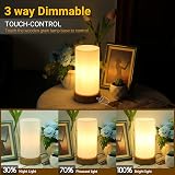 HSLighting Bedside Lamp 3-Way Dimmable Glass Table Lamp with Wood Grain Base view 2