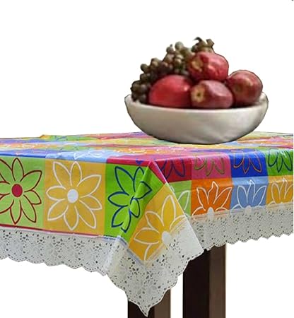 Kuber Industries PVC Checkered Dining Table Cover for 6 Seater -Multicolor