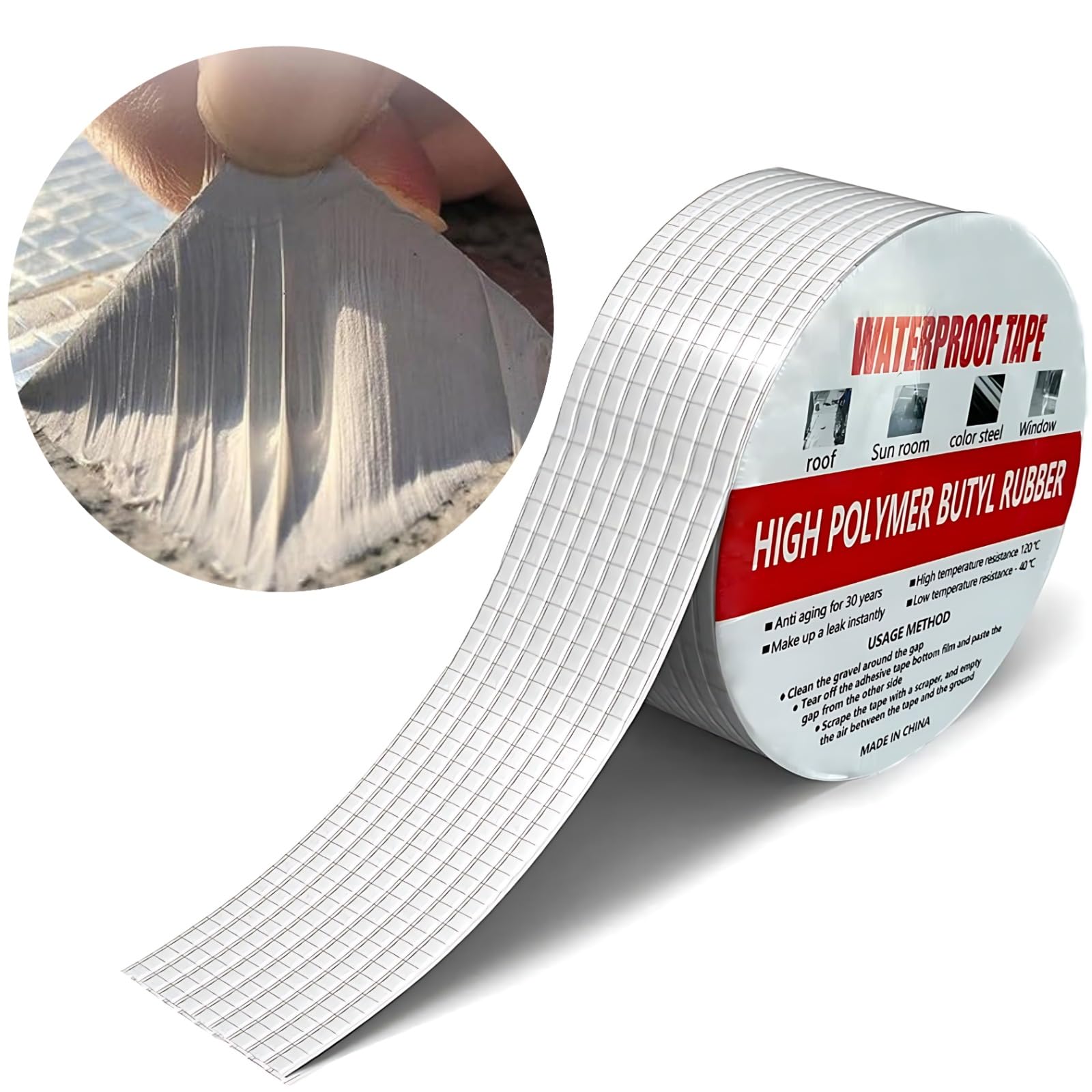 Babrasons Butyl Tape Waterproof Sealing Tape 50mm x 5m, Upgraded Aluminum Foil Tape Heavy Duty for RV Repair, Awning, Window, Glass & EDPM Roof Leak Patching, Boat and Pipe Sealing, Silver (5cm x 5m)