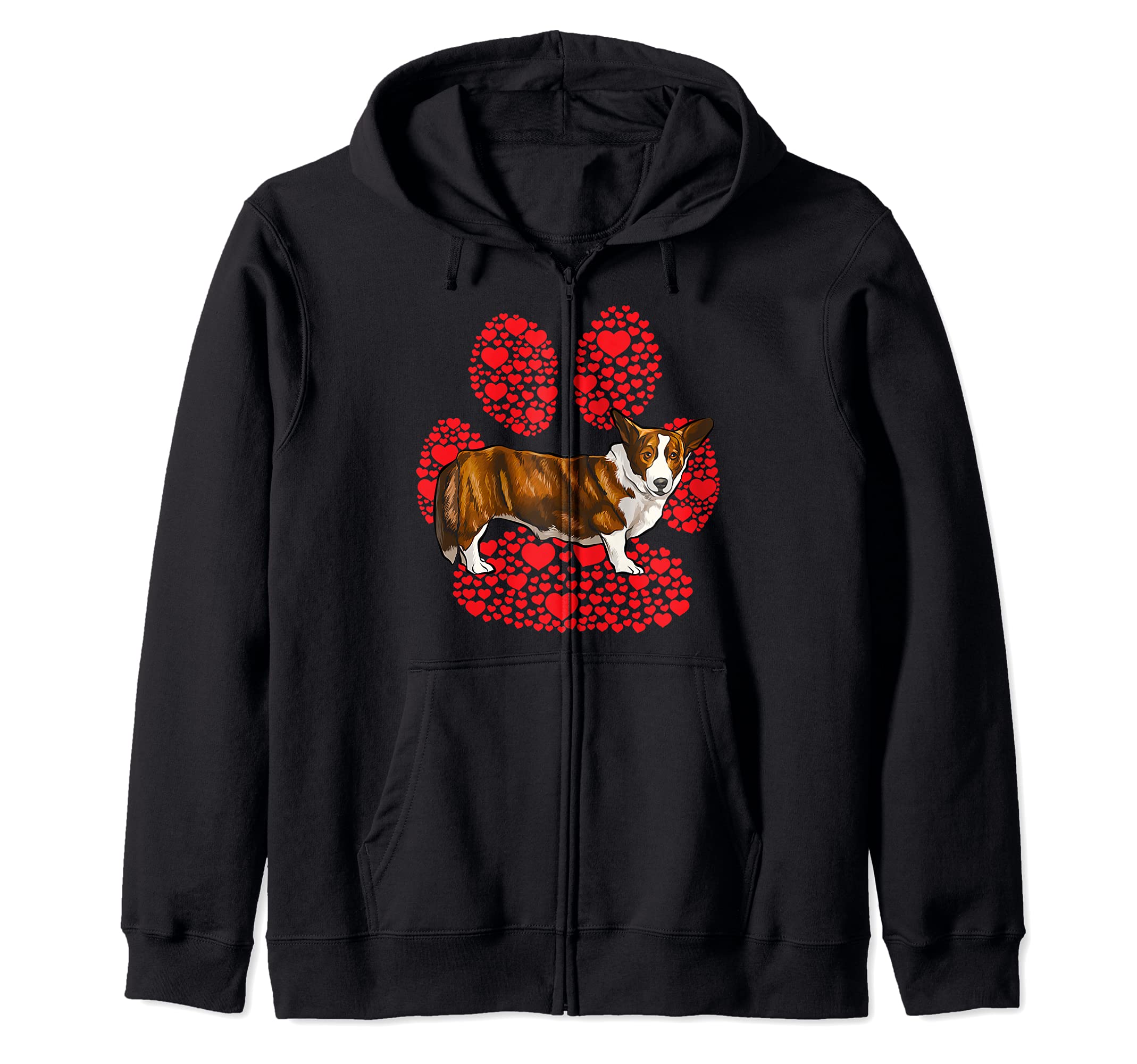 Cardigan Welsh Corgi Valentines Day Dog Love Paw Zip Hoodie