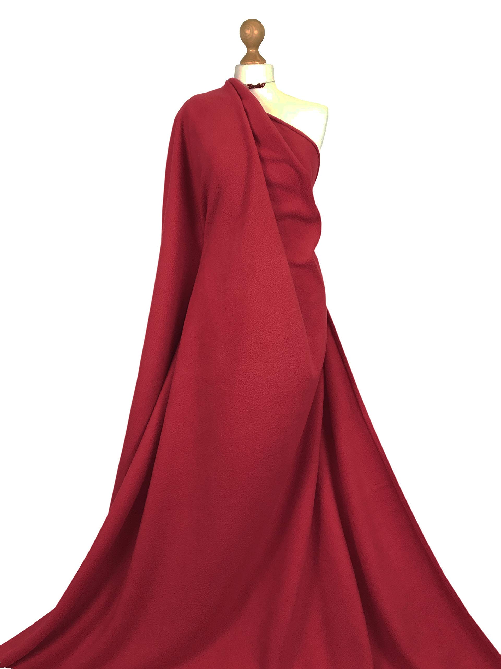 Premium Quality Plain Anti Pill Polar Fleece Soft Warm Winter Fabric Material (Red, 1 Meter) by FABRIQUES