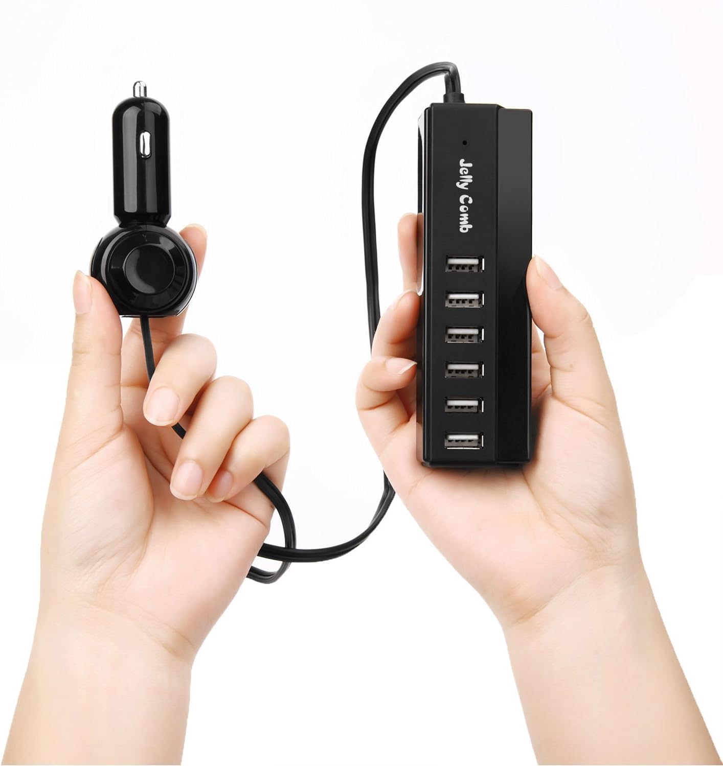 Car Charger Adapter, Jelly Comb 6 USB Multi Ports Car Charger, 65W Rapid Car Charger with Smart Identification for Cell Phones, Tablets and Other USB Devices