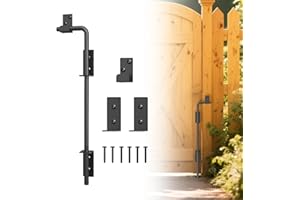 URDOGSL 18" Heavy Duty Cane Bolts for Gates with Upgraded Square Hardware Gate Drop Rod with Black Finish for Wood PVC Vinyl Fences Gates, Double Doors-1 Pack