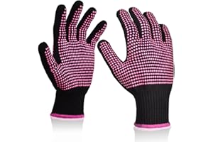 Sopito Heat Resistant Gloves with Silicone Bumps, 2Pcs Professional Heat Proof Glove Mitts for Hair Styling Curling Iron