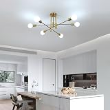 Comely Sputnik Chandelier 6-Light E27 Gold Modern Semi-Flush Mount view 7
