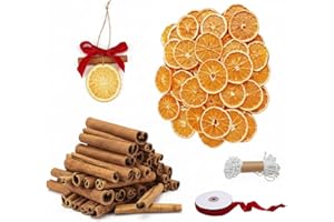 Suncalla 95 Pcs Natural Potpourri Simmer Pot Kit Dried Orange Slice Cinnamon Sticks Potpourri Simmering Mix Kit with Red Velvet Ribbon and Rope for Holiday Christmas Decor DIY Craft