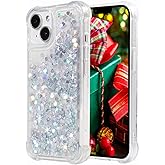 FLOCUTE Glitter Case Compatible with iPhone 15 Plus Glitter Case Clear Soft TPU Rubber Bumper Bling Girly Women Cute Liquid Holiday Case for iPhone 15 Plus 6.7 inch (Silver)